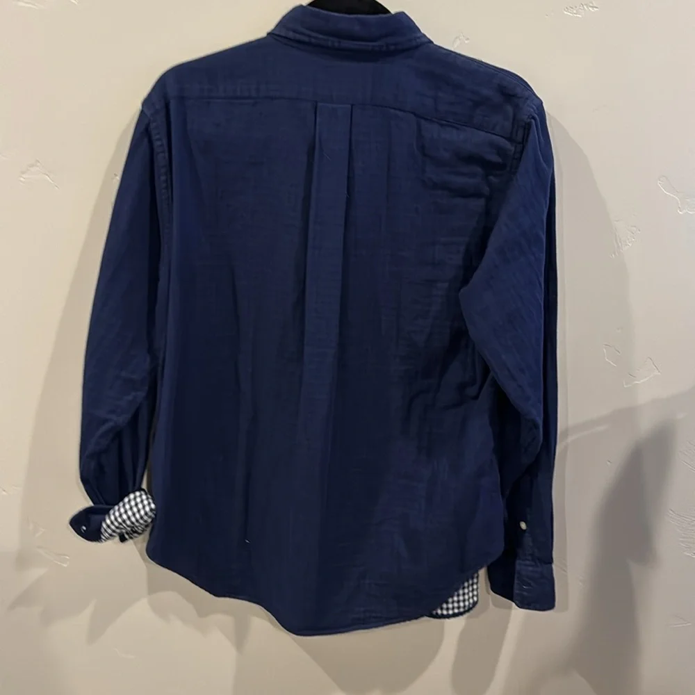 EUC  large Ralph Lauren button down in navy & white checked lining. - Picture 6 of 7
